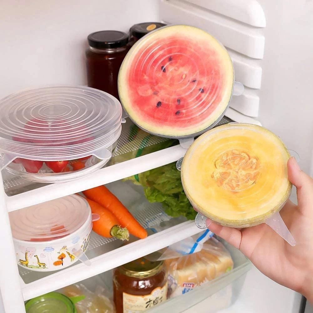 Premium Reusable Microwave/Dishwasher/Freezer Safe Silicone Stretch Lids ( PACK OF 6 )