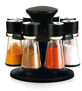 Premium 8 Piece Multipurpose Revolving Plastic Spice Storage Rack Jar Condiment Set