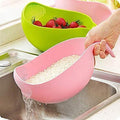 Rice Bowl Plastic Fruit Bowl Thick Drain Basket with Handle
