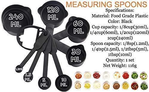 Measuring Cups and Spoons, 8-Pieces ( Black )