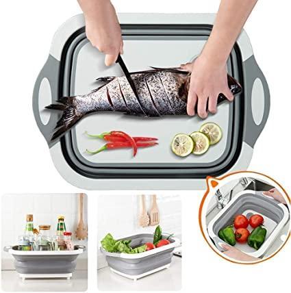 3 in 1 Multi functional Kitchen Foldable Cutting, Chopping Board, Collapsible Dish Tub