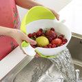 Double Drain Basket Bowl Rice Washing Kitchen Sink Strainer