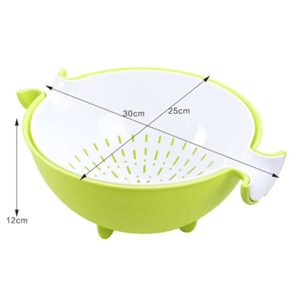 Double Drain Basket Bowl Rice Washing Kitchen Sink Strainer
